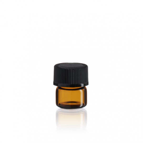 1 ml (1/4 Dram) Amber Mini Glass Bottles Sample Vials Essential Oil Bottle Travel  WITHOUT Orifice Reducers (144 BOTTLES/PACK)